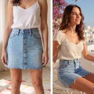 Levi's Denim Raw Hem Mini Skirt Size 24